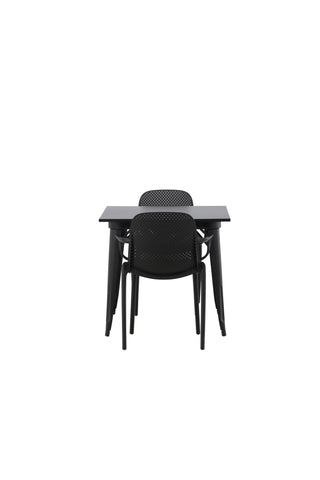 Venture Home Tempe Matbord - Svart / Svart MDF +Chico Matstol - Svart / Vit Boucle _2