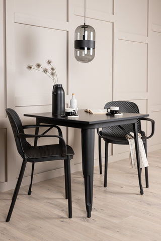 Venture Home Tempe Matbord - Svart / Svart MDF +Baltimore Matstol - Svart / Svart plast _2