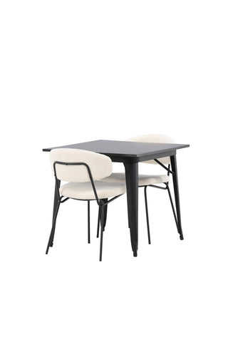 Venture Home Tempe Matbord - Svart / Svart MDF +Chico Matstol - Svart / Vit Boucle _2
