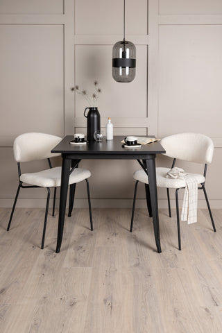 Venture Home Tempe Matbord - Svart / Svart MDF +Chico Matstol - Svart / Vit Boucle _2