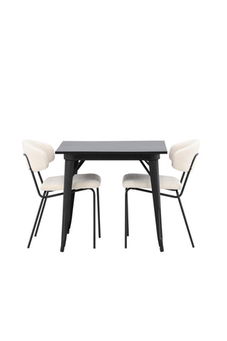 Venture Home Tempe Matbord - Svart / Svart MDF +Chico Matstol - Svart / Vit Boucle _2
