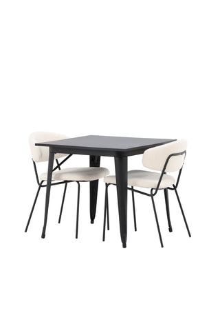 Venture Home Tempe Matbord - Svart / Svart MDF +Chico Matstol - Svart / Vit Boucle _2