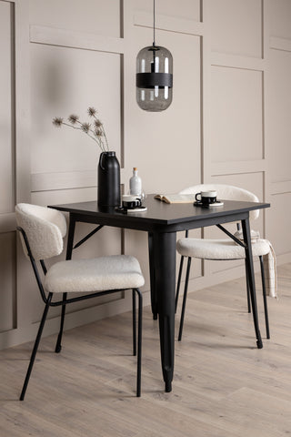 Venture Home Tempe Matbord - Svart / Svart MDF +Chico Matstol - Svart / Vit Boucle _2