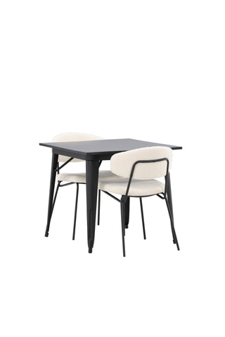 Venture Home Tempe Matbord - Svart / Svart MDF +Chico Matstol - Svart / Vit Boucle _2