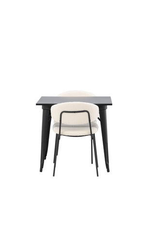 Venture Home Tempe Matbord - Svart / Svart MDF +Chico Matstol - Svart / Vit Boucle _2