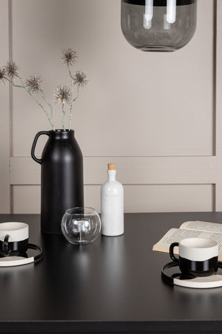 Venture Home Tempe Matbord - Svart / Svart MDF +Chico Matstol - Svart / Vit Boucle _2