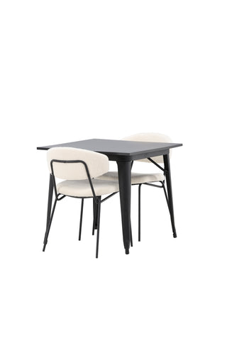 Venture Home Tempe Matbord - Svart / Svart MDF +Chico Matstol - Svart / Vit Boucle _2