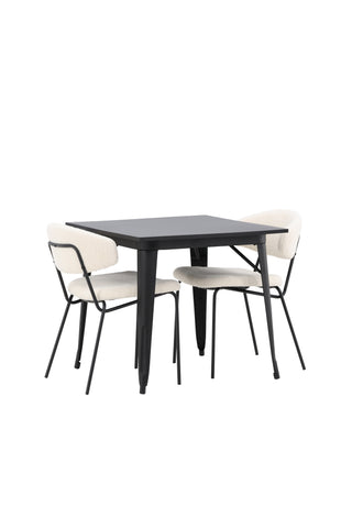Venture Home Tempe Matbord - Svart / Svart MDF +Chico Matstol - Svart / Vit Boucle _2