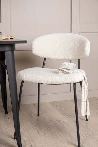 Venture Home Tempe Matbord - Svart / Svart MDF +Chico Matstol - Svart / Vit Boucle _2