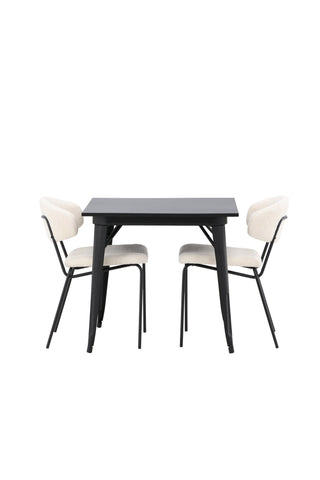 Venture Home Tempe Matbord - Svart / Svart MDF +Chico Matstol - Svart / Vit Boucle _2