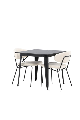 Venture Home Tempe Matbord - Svart / Svart MDF +Chico Matstol - Svart / Vit Boucle _2