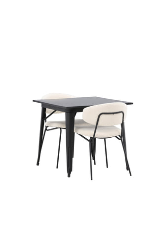 Venture Home Tempe Matbord - Svart / Svart MDF +Chico Matstol - Svart / Vit Boucle _2
