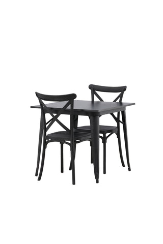 Venture Home Tempe Matbord - Svart / Svart MDF +Crosett Matstol - Mattsvart / Mattsvart plast _2