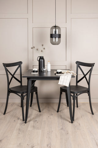 Venture Home Tempe Matbord - Svart / Svart MDF +Crosett Matstol - Mattsvart / Mattsvart plast _2