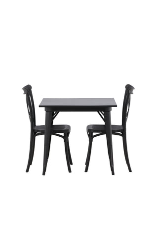 Venture Home Tempe Matbord - Svart / Svart MDF +Crosett Matstol - Mattsvart / Mattsvart plast _2