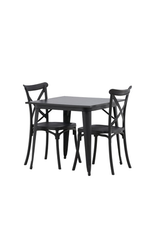 Venture Home Tempe Matbord - Svart / Svart MDF +Crosett Matstol - Mattsvart / Mattsvart plast _2