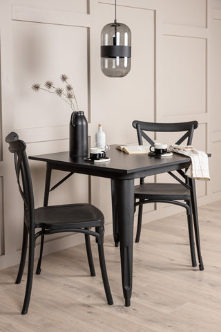 Venture Home Tempe Matbord - Svart / Svart MDF +Crosett Matstol - Mattsvart / Mattsvart plast _2