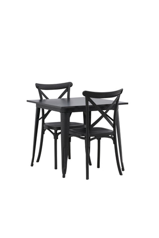 Venture Home Tempe Matbord - Svart / Svart MDF +Crosett Matstol - Mattsvart / Mattsvart plast _2