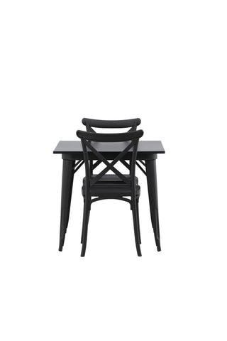 Venture Home Tempe Matbord - Svart / Svart MDF +Crosett Matstol - Mattsvart / Mattsvart plast _2