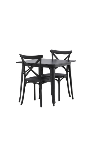 Venture Home Tempe Matbord - Svart / Svart MDF +Crosett Matstol - Mattsvart / Mattsvart plast _2