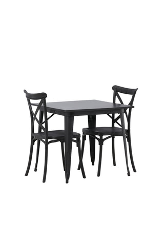 Venture Home Tempe Matbord - Svart / Svart MDF +Crosett Matstol - Mattsvart / Mattsvart plast _2