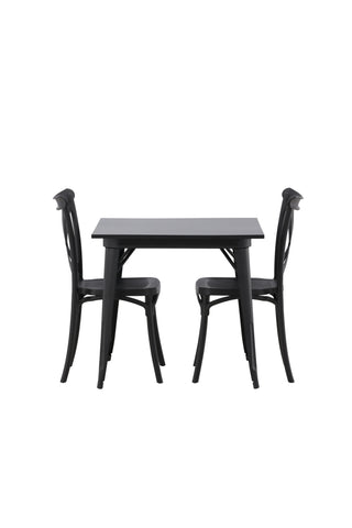Venture Home Tempe Matbord - Svart / Svart MDF +Crosett Matstol - Mattsvart / Mattsvart plast _2