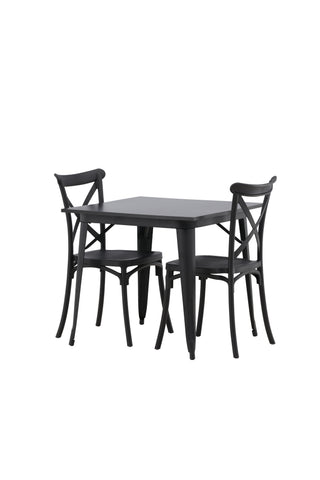 Venture Home Tempe Matbord - Svart / Svart MDF +Crosett Matstol - Mattsvart / Mattsvart plast _2