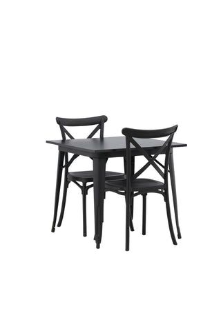 Venture Home Tempe Matbord - Svart / Svart MDF +Crosett Matstol - Mattsvart / Mattsvart plast _2