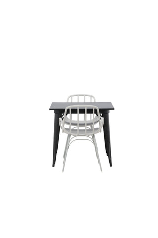 Venture Home Tempe Matbord - Svart / Svart MDF +Limhamn Stol - Svart / Beige sammet _2