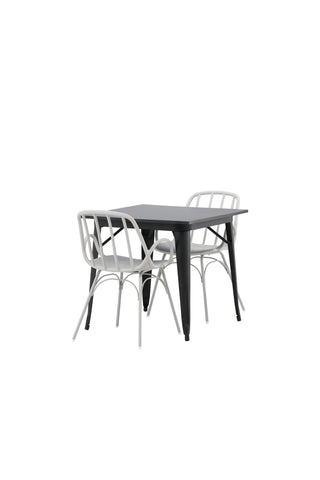 Venture Home Tempe Matbord - Svart / Svart MDF +Dyrön Matstol - Greige Polypropylene _2
