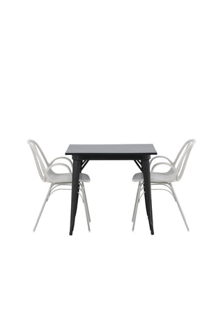 Venture Home Tempe Matbord - Svart / Svart MDF +Dyrön Matstol - Greige Polypropylene _2