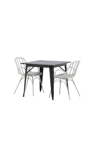 Venture Home Tempe Matbord - Svart / Svart MDF +Dyrön Matstol - Greige Polypropylene _2