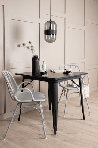 Venture Home Tempe Matbord - Svart / Svart MDF +Dyrön Matstol - Greige Polypropylene _2