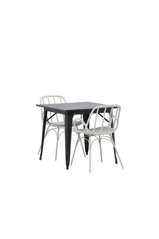 Venture Home Tempe Matbord - Svart / Svart MDF +Dyrön Matstol - Greige Polypropylene _2