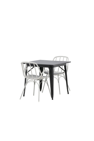 Venture Home Tempe Matbord - Svart / Svart MDF +Dyrön Matstol - Greige Polypropylene _2