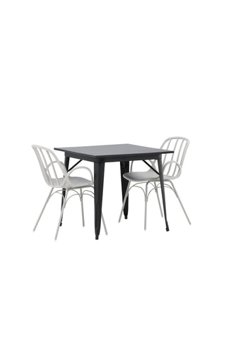 Venture Home Tempe Matbord - Svart / Svart MDF +Dyrön Matstol - Greige Polypropylene _2