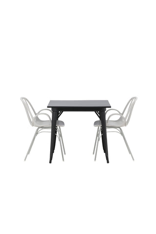 Venture Home Tempe Matbord - Svart / Svart MDF +Dyrön Matstol - Greige Polypropylene _2