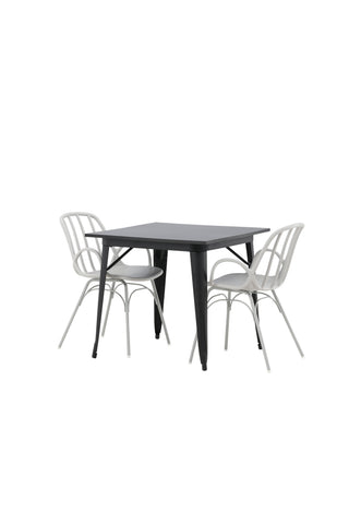 Venture Home Tempe Matbord - Svart / Svart MDF +Dyrön Matstol - Greige Polypropylene _2
