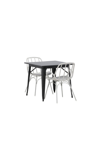 Venture Home Tempe Matbord - Svart / Svart MDF +Dyrön Matstol - Greige Polypropylene _2