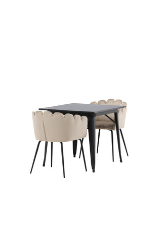 Venture Home Tempe Matbord - Svart / Svart MDF +Limhamn Stol - Svart / Beige sammet _2