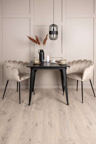 Venture Home Tempe Matbord - Svart / Svart MDF +Limhamn Stol - Svart / Beige sammet _2