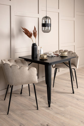 Venture Home Tempe Matbord - Svart / Svart MDF +Limhamn Stol - Svart / Beige sammet _2
