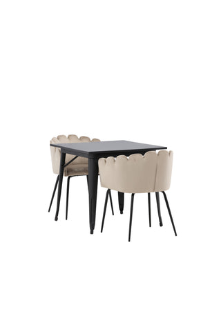 Venture Home Tempe Matbord - Svart / Svart MDF +Limhamn Stol - Svart / Beige sammet _2