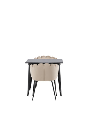 Venture Home Tempe Matbord - Svart / Svart MDF +Limhamn Stol - Svart / Beige sammet _2