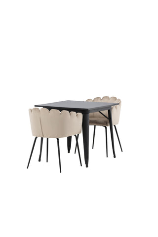 Venture Home Tempe Matbord - Svart / Svart MDF +Limhamn Stol - Svart / Beige sammet _2