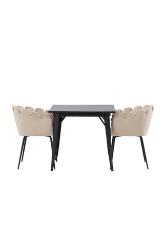 Venture Home Tempe Matbord - Svart / Svart MDF +Limhamn Stol - Svart / Beige sammet _2