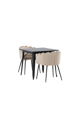 Venture Home Tempe Matbord - Svart / Svart MDF +Limhamn Stol - Svart / Beige sammet _2