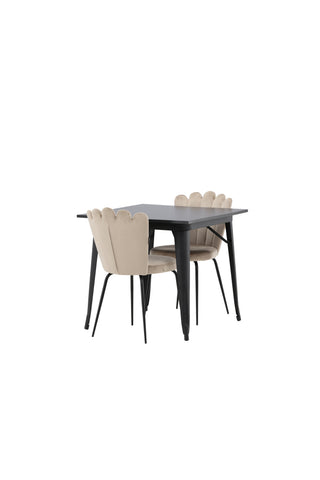 Venture Home Tempe Matbord - Svart / Svart MDF +Limhamn Light Chair - Svart / Beige Sammet _2