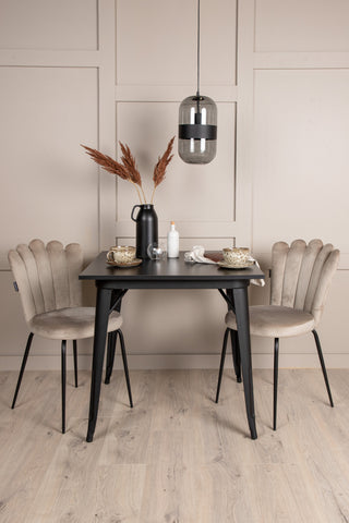 Venture Home Tempe Matbord - Svart / Svart MDF +Limhamn Light Chair - Svart / Beige Sammet _2