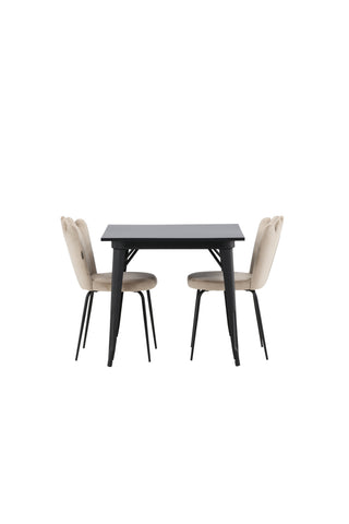 Venture Home Tempe Matbord - Svart / Svart MDF +Limhamn Light Chair - Svart / Beige Sammet _2